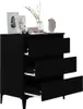 A black dresser with three open drawers, displaying its interior and drawer slides. Decorative items are placed on top. Náhľad obrázku produktu