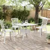 vidaXL Tavolo da giardino bianco 80x80x75 cm in fusione di Anteprima dell’immagine prodotto 3