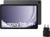 A Samsung Galaxy Tab A9+ tablet and a charger are shown against a white background. Produktbild-Vorschau