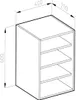 A technical drawing of a white cabinet with dimensions indicated. Náhled obrázku produktu