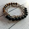 Herren Armband mit Tigerauge & Obsidian – Naturstein Produktbild-Vorschau 5