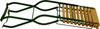 A folded garden bench with a green metal frame and wooden slats. Produktbild-Vorschau