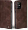 A brown flip case for a Samsung Galaxy A71 phone is shown from two angles. Produktbild-Vorschau