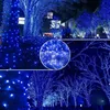 A collage of images showing trees decorated with numerous small blue LED lights at night. Náhled obrázku produktu