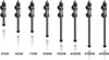 A row of aquarium heaters of different wattages, displayed on a white background with their wattage labels below. Anteprima dell’immagine prodotto