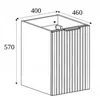 A line drawing of a bathroom cabinet with dimensions indicated. Anteprima dell’immagine prodotto