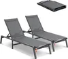 Two grey outdoor chaise lounge chairs are shown, with a folded chaise lounge chair in the upper right corner. Produktbild-Vorschau