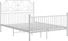 A white metal bed frame with a decorative headboard is shown against a white background. Náhľad obrázku produktu