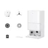 A white robot vacuum cleaner and its accessories are displayed against a white background. Produktbild-Vorschau