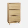 Scarpiera scandinava in legno, 3 ante, Marrone naturale Anteprima dell’immagine prodotto 1