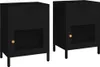 vidaXL Nachttische 2 Stk. Schwarz 40x30x54,5 cm Stahl und Produktbild-Vorschau 2