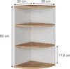 A corner shelf unit with dimensions indicated. Anteprima dell’immagine prodotto