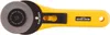 A yellow and gray rotary cutter is shown against a white background. Produktbild-Vorschau