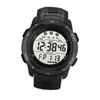 A black digital sports watch with a white display showing time and date. Náhled obrázku produktu