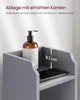 A close-up view of a shelf with a soap dispenser and a smartphone, highlighting the shelf's raised edges and dimensions. Podgląd zdjęcia produktu
