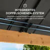 Close-up view of the integrated double rail system of a gazebo, highlighting its functionality for hanging nets and curtains. Produktbild-Vorschau