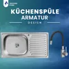 VBChome Edelstahlspüle mit Armatur 75x40x14cm Edelstahl Produktbild-Vorschau 3