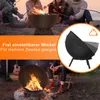 People gathered around a fire pit, roasting marshmallows, with a guitar and chairs in the background. Another shot shows a close-up of the fire pit with flames. Produktbild-Vorschau