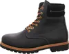 A side view of a black leather boot with brown laces and sole. Anteprima dell’immagine prodotto