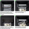 A collage of four images showing the steps to use a vacuum sealer. Produktbild-Vorschau