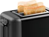 A close-up shot of a black toaster with two slices of bread inside. Produktbild-Vorschau