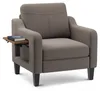 COLAMY : fauteuil d'appoint moderne en lin avec tablette Voir les images du produit 1
