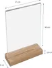 Tischaufsteller mit Holzfußaus Acryl im Hochformat von HMF in DIN A4 Produktbild-Vorschau