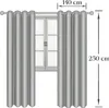 A window with curtains, showing dimensions. Produktbild-Vorschau