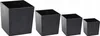 Four black square planters of varying sizes are arranged in a row against a white background. Produktbild-Vorschau