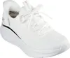 A single white Skechers sneaker is shown from a slightly elevated side angle against a white background. Voir les images du produit