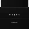 A close-up of a black kitchen range hood with five silver control knobs. Produktbild-Vorschau