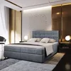 A luxurious bedroom with a large bed, elegant wall paneling, and ambient lighting. Produktbild-Vorschau