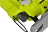 A close-up view of the front of a green and gray jigsaw. Produktbild-Vorschau