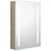 Armadietto Bagno con Specchio e LED Bianco e Rovere Anteprima dell’immagine prodotto 1