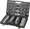 A black plastic case containing a set of metal taps and dies. Produktbild-Vorschau