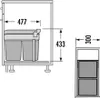 Technical drawing with dimensions of a waste bin system. Produktbild-Vorschau