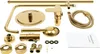 A collection of gold-colored shower system components laid out on a white background. Náhled obrázku produktu