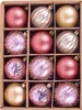 Boules de Noël 12 pièces en 5 modèles Rouge Rose Or 6 cm Voir les images du produit 1