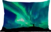 MuchoWow® Outdoor Kissen - Nordlichter - Silhouette - Berg Produktbild-Vorschau 1