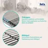 An elderly couple in bed, with close-ups of a bed frame's components and descriptive text. Produktbild-Vorschau