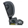 A side view of a gray child car seat on a white background. Voir les images du produit