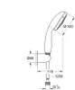 Technical drawing of a shower head and hose with dimensions. Produktbild-Vorschau