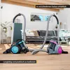 Two bagless vacuum cleaners are shown in a living room setting. Produktbild-Vorschau