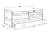 A technical drawing of a bed with dimensions indicated. Náhľad obrázku produktu
