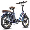 A blue foldable electric bicycle with brown accents, shown against a white background. Produktbild-Vorschau