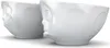 Two white ceramic bowls with faces on them, set against a white background. Anteprima dell’immagine prodotto