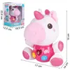 A plush unicorn toy is shown next to its packaging, with dimensions indicated. Anteprima dell’immagine prodotto