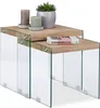 Relaxdays Satztisch 2er Set, massive Tischplatte, edle Glas Produktbild-Vorschau 1