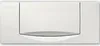 A white Geberit toilet flush plate with a curved lower section. Produktbild-Vorschau