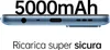 A close-up view of the bottom edge of a smartphone, highlighting its ports and the text '5000mAh' and 'Ricarica super sicura'. Podgląd zdjęcia produktu